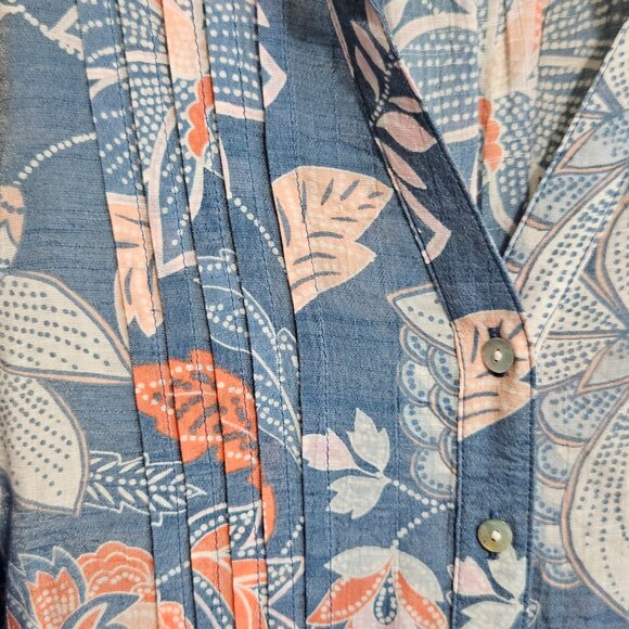 Ruby Rd Pleat Front/Roll Sleeve Blouse - Picture 2 of 7